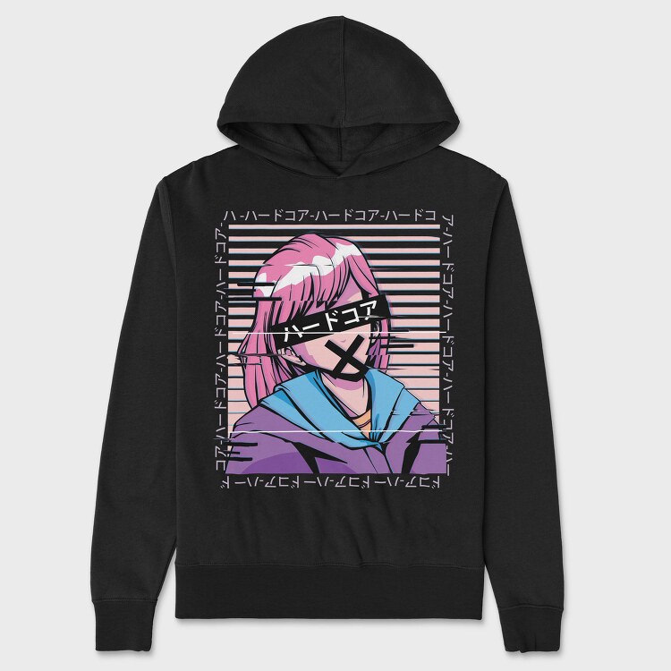 Hardcore Glitch Girl, Hanorac Oversize Barbati (Unisex)