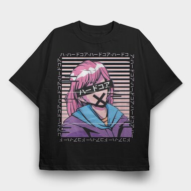 Hardcore Glitch Girl, Tricou Oversize Barbati (Unisex)
