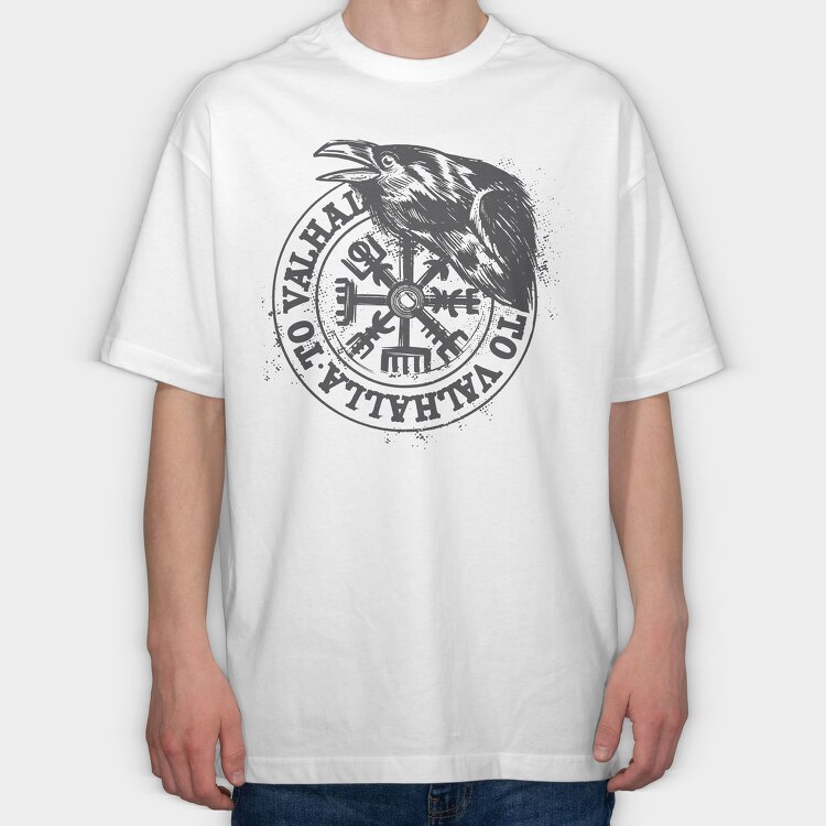 Raven Viking Black, Tricou Oversize Barbati (Unisex)