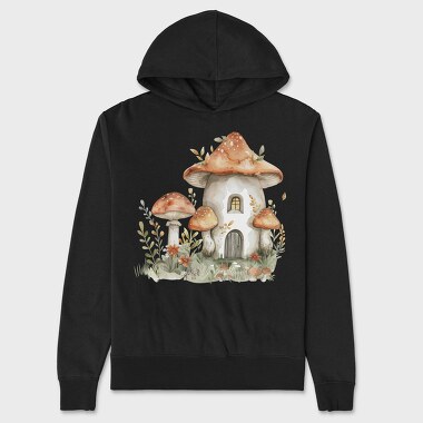 Mushroom House Clipart, Hanorac Oversize Barbati (Unisex)