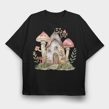 Mushroom House Garden, Tricou Oversize Barbati (Unisex)