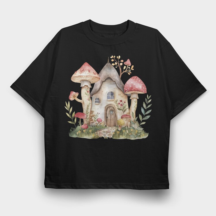 Mushroom House Garden, Tricou Oversize Barbati (Unisex)