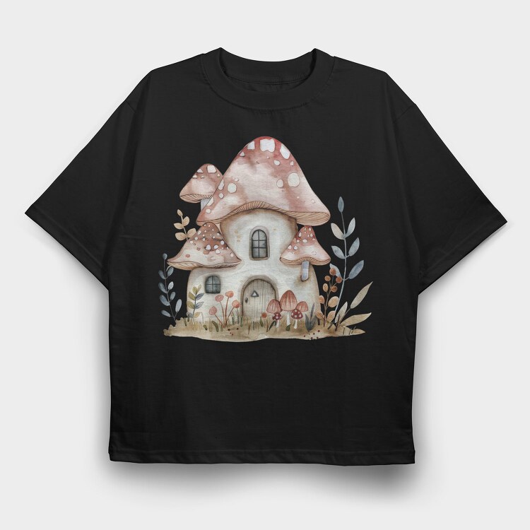 Mushroom Hut Fairy, Tricou Oversize Barbati (Unisex)