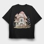 Mushroom Hut Fairy, Tricou Oversize Barbati (Unisex)