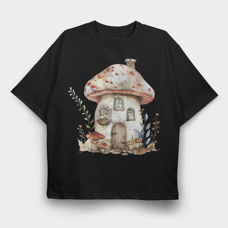 Mushroom Hut Fantasy, Tricou Oversize Barbati (Unisex)
