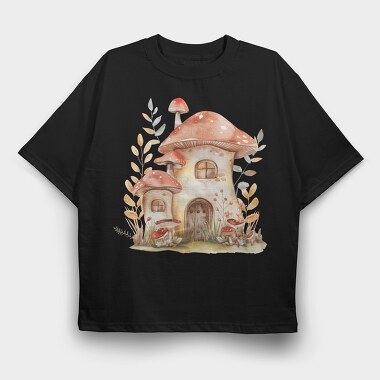 Mushroom Hut Nest, Tricou Oversize Barbati (Unisex)