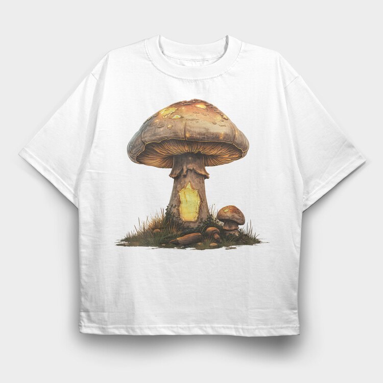 Mushroom Light Clipart, Tricou Oversize Barbati (Unisex)