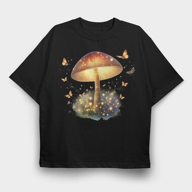 Mushroom Light Glow, Tricou Oversize Barbati (Unisex)