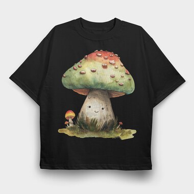 Mushroom Smile Clipart, Tricou Oversize Barbati (Unisex)