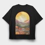Mushroom Sunset, Tricou Oversize Barbati (Unisex)