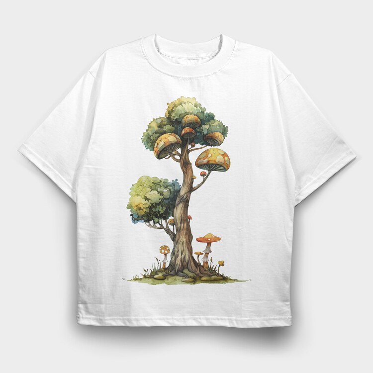Mushroom Tree Clump, Tricou Oversize Barbati (Unisex)