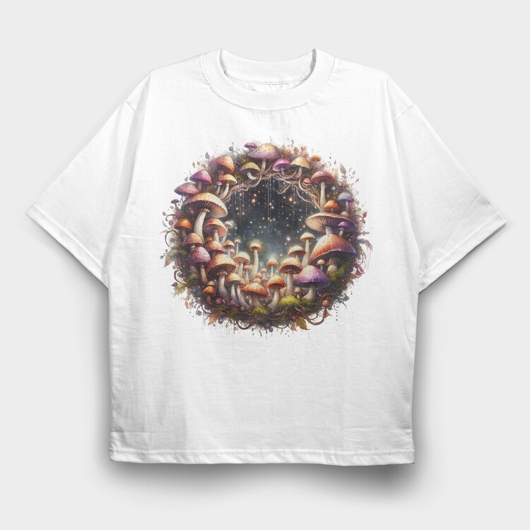 Mushroom Wreath 90712360, Tricou Oversize Barbati (Unisex)