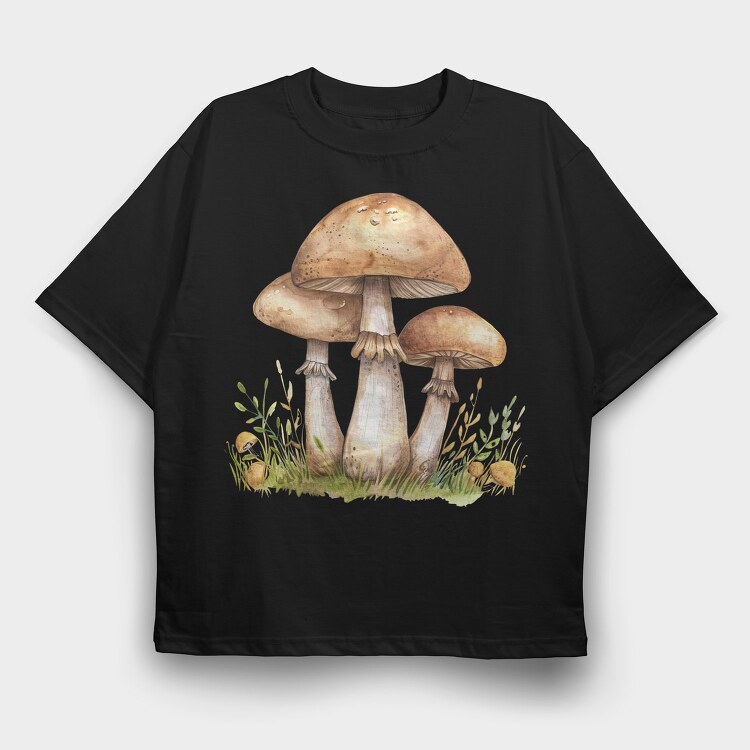Mushrooms In Grass, Tricou Oversize Barbati (Unisex)