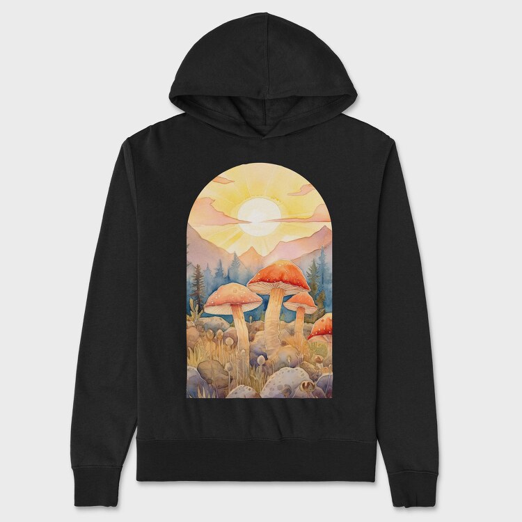 Mushrooms Sunset Light, Hanorac Oversize Barbati (Unisex)