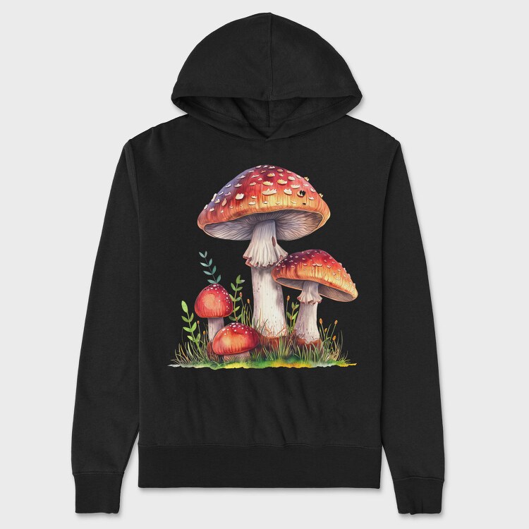 Mushrooms Watercolor Clipart, Hanorac Oversize Barbati (Unisex)