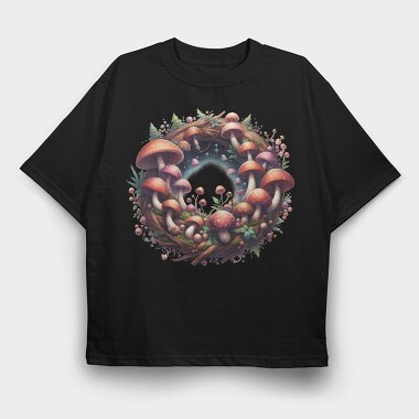 Mystic Fantasy Mushrooms, Tricou Oversize Barbati (Unisex)