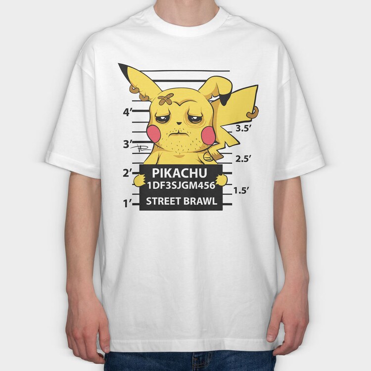 Pikachu Mugshot, Tricou Oversize Barbati (Unisex)