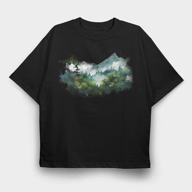 Mystic Forest Mist, Tricou Oversize Barbati (Unisex)