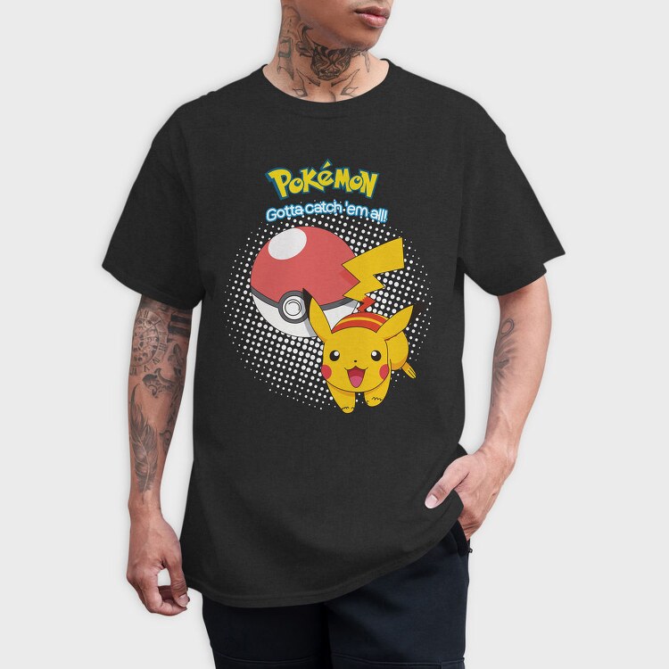 Pikachu Pokeball Catch, Tricou Barbati (Unisex)