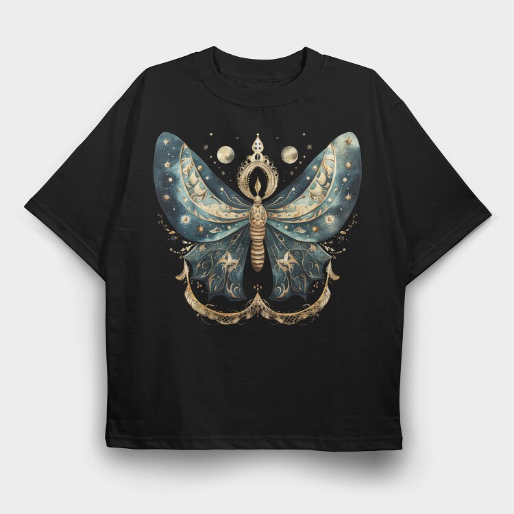 Mystic Moth Moon, Tricou Oversize Barbati (Unisex)
