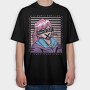Hardcore Glitch Girl, Tricou Oversize Barbati (Unisex)