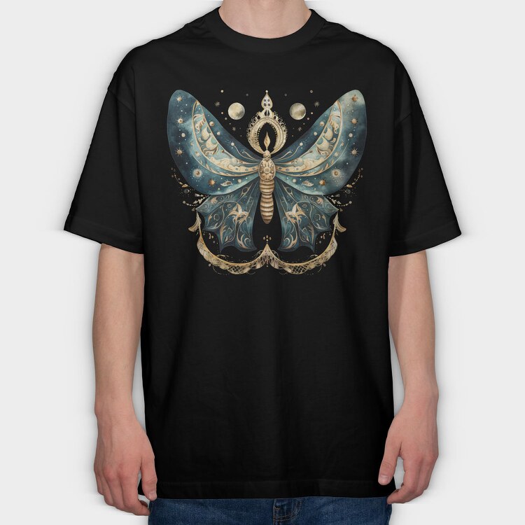 Mystic Moth Moon, Tricou Oversize Barbati (Unisex)