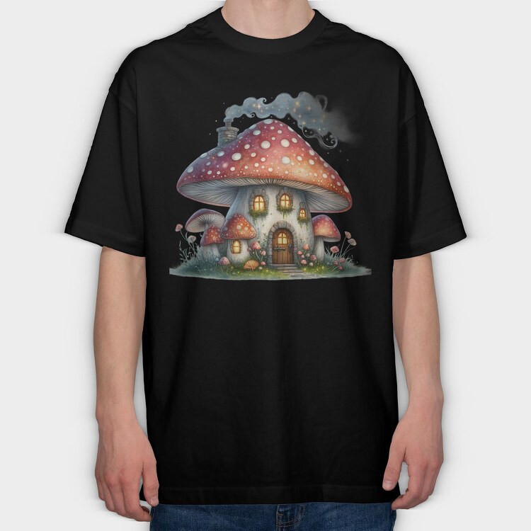 Mushroom House 90712360, Tricou Oversize Barbati (Unisex)