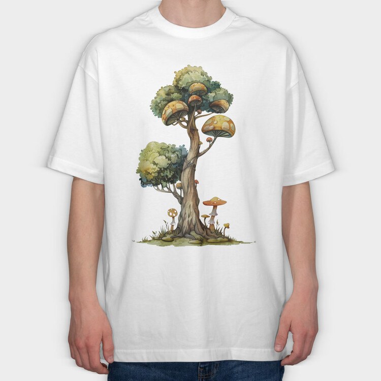Mushroom Tree Clump, Tricou Oversize Barbati (Unisex)