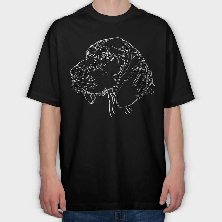 Chalk Dog Face Deutsch Kurzhaar, Tricou Oversize Barbati (Unisex)