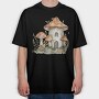 Mushroom House Clipart, Tricou Oversize Barbati (Unisex)