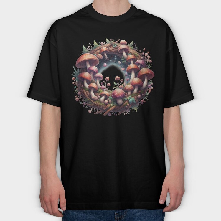 Mystic Fantasy Mushrooms, Tricou Oversize Barbati (Unisex)