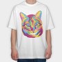 Colorful Cat Face Full Color, Tricou Oversize Barbati (Unisex)