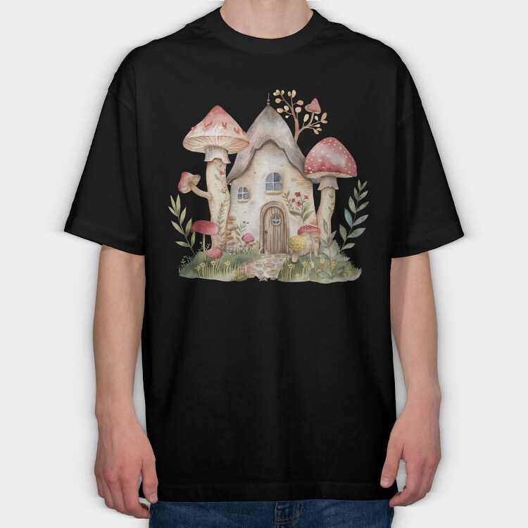 Mushroom House Garden, Tricou Oversize Barbati (Unisex)