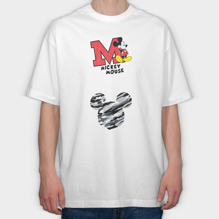 Mickey Camo Mouse, Tricou Oversize Barbati (Unisex)