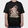 Mushroom Hut Clipart, Tricou Oversize Barbati (Unisex)