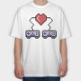 Pixelated Love, Tricou Oversize Barbati (Unisex)