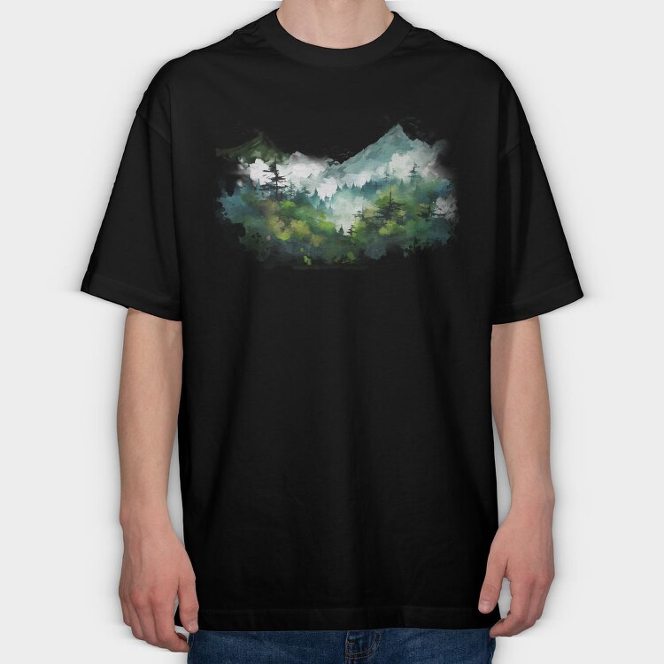 Mystic Forest Mist, Tricou Oversize Barbati (Unisex)