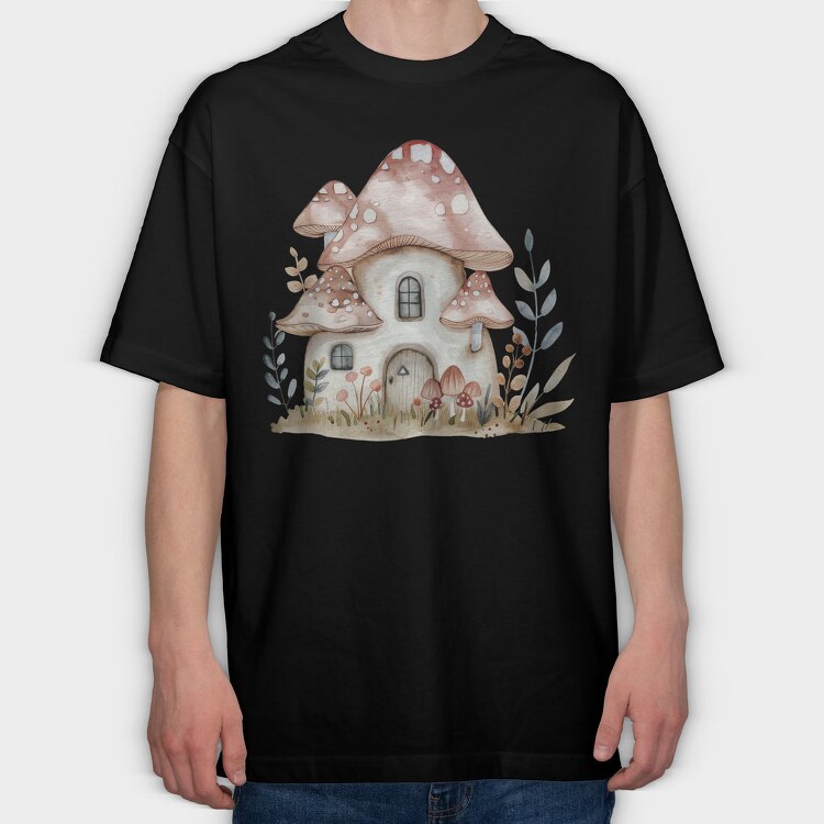 Mushroom Hut Fairy, Tricou Oversize Barbati (Unisex)