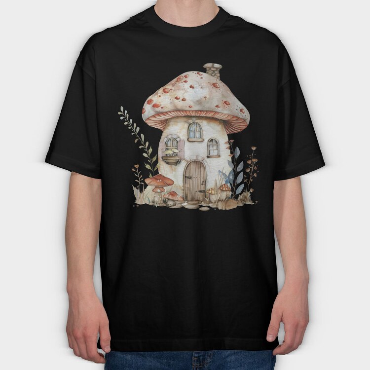 Mushroom Hut Fantasy, Tricou Oversize Barbati (Unisex)
