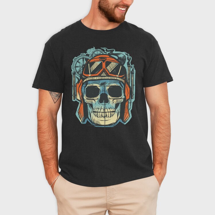 Skull Aviator Goggles, Tricou Barbati (Unisex)