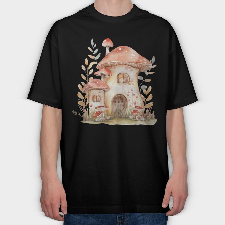 Mushroom Hut Nest, Tricou Oversize Barbati (Unisex)