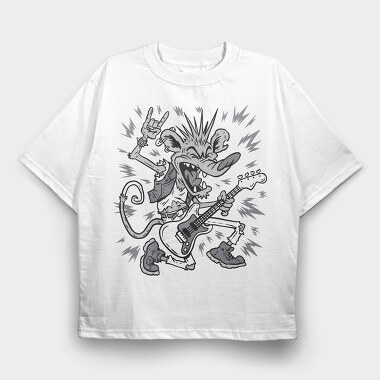 Rat Guitar Rock, Tricou Oversize Barbati (Unisex)