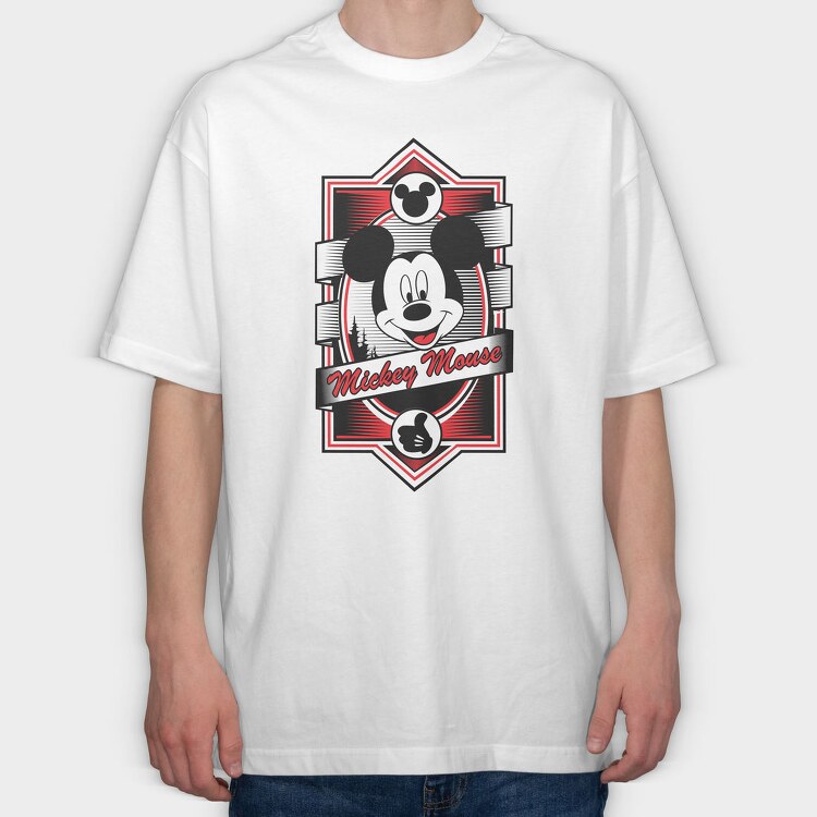 Mickey Mouse Emblem, Tricou Oversize Barbati (Unisex)