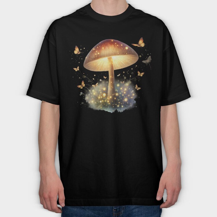 Mushroom Light Glow, Tricou Oversize Barbati (Unisex)