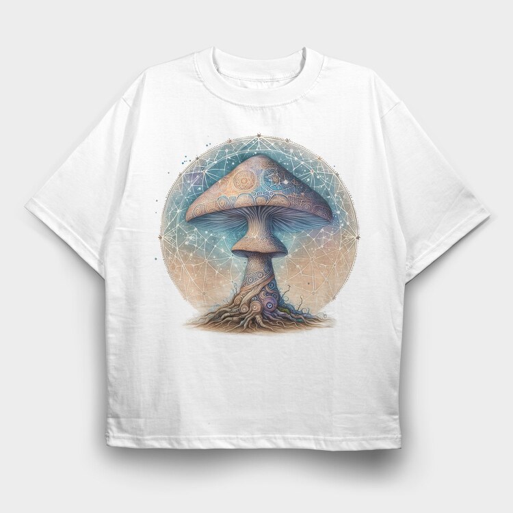 Mystical Fantasy Mushroom, Tricou Oversize Barbati (Unisex)