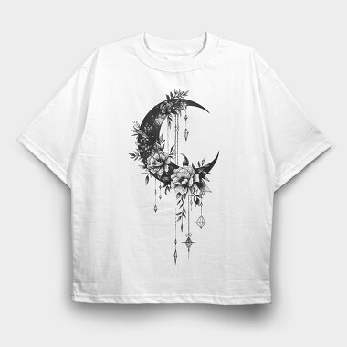 Mystical Moon Flowers, Tricou Oversize Barbati (Unisex)