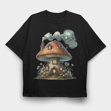 Mystical Mushroom House, Tricou Oversize Barbati (Unisex)