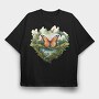 Nature With Butterfly Sublimation 95105158, Tricou Oversize Barbati (Unisex)