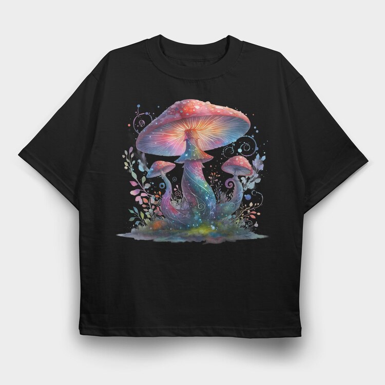 Neon Mushroom Glow, Tricou Oversize Barbati (Unisex)