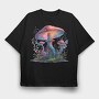 Neon Mushroom Glow, Tricou Oversize Barbati (Unisex)